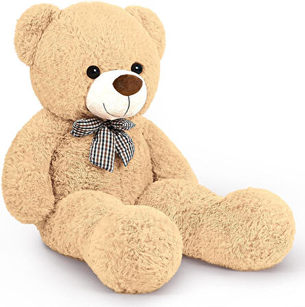 Premium 90 cm Peluş Ayı ve Yıldız Balonlu, Hologramlı Sunumda Beyaz Peluş Ayıcık Buketi