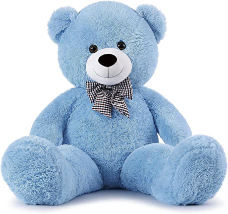 Premium 90 cm Peluş Ayı ve Yıldız Balonlu, Hologramlı Sunumda Beyaz Peluş Ayıcık Buketi