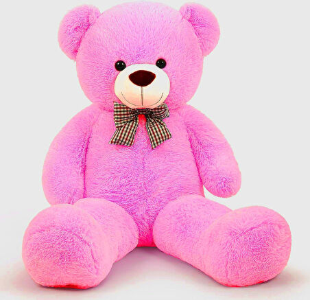 Premium 90 cm Peluş Ayı ve Yıldız Balonlu, Hologramlı Sunumda Beyaz Peluş Ayıcık Buketi