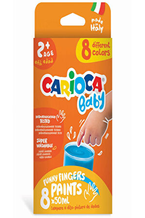 Carioca Bebek Parmak Boya 8 Renk 8X50 Ml Süper Yıkanabilir +2 Yaş 43174