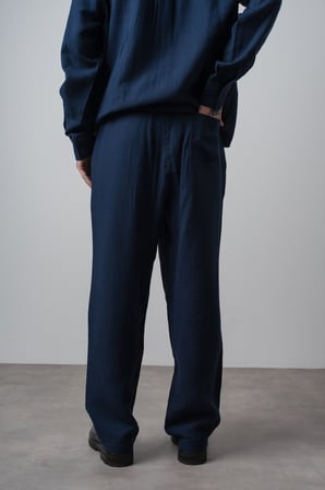 Erkek R Nakışlı Müslin Baggy Pantolon Lacivert