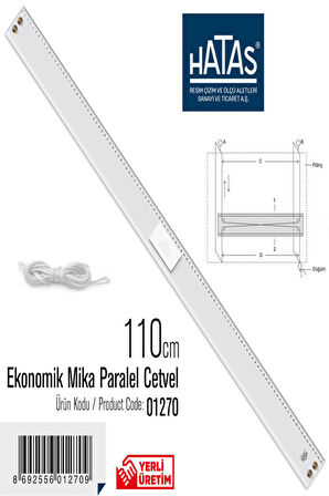 Hatas Paralel Cetvel 110 Cm Ekonomik Mika Taksimatli 01270