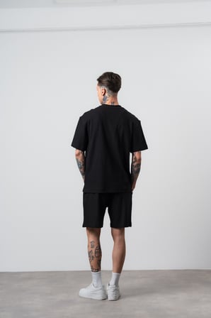 Erkek Countryman Nakışlı Regular Fit T-Shirt Şort Takım Siyah