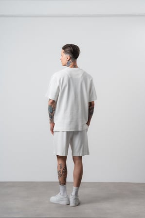 Erkek Countryman Nakışlı Regular Fit T-Shirt Şort Takım Ekru