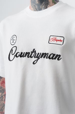 Erkek Countryman Nakışlı Regular Fit T-Shirt Şort Takım Ekru