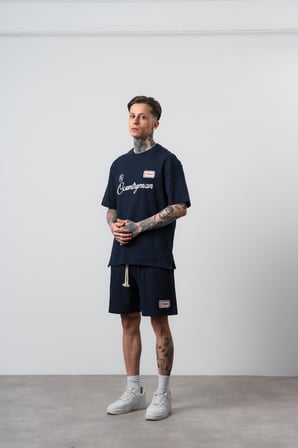 Erkek Countryman Nakışlı Regular Fit T-Shirt Şort Takım Lacivert