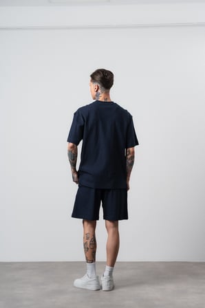 Erkek Countryman Nakışlı Regular Fit T-Shirt Şort Takım Lacivert