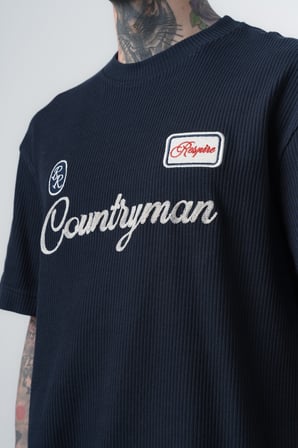 Erkek Countryman Nakışlı Regular Fit T-Shirt Şort Takım Lacivert
