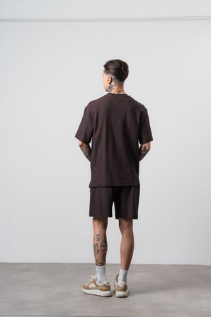 Erkek Countryman Nakışlı Regular Fit T-Shirt Şort Takım Kahve