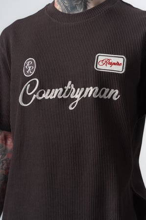 Erkek Countryman Nakışlı Regular Fit T-Shirt Şort Takım Kahve