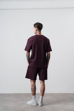 Erkek Countryman Nakışlı Regular Fit T-Shirt Şort Takım Bordo