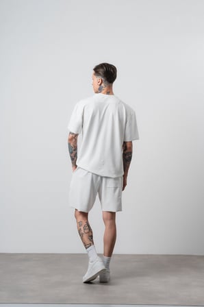 Erkek Far From Basic Baskılı Regular Fit T-Shirt Şort Takım Ekru