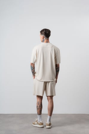 Erkek Far From Basic Baskılı Regular Fit T-Shirt Şort Takım Bej