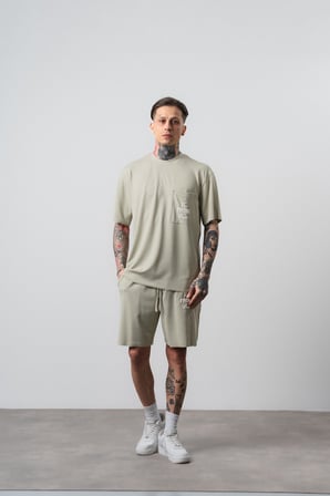 Erkek Far From Basic Baskılı Regular Fit T-Shirt Şort Takım Yeşil