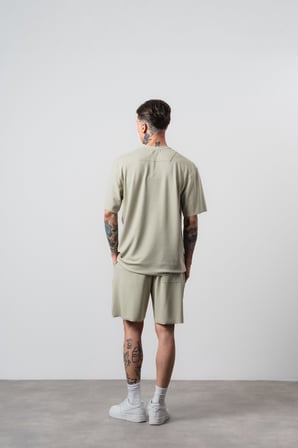 Erkek Far From Basic Baskılı Regular Fit T-Shirt Şort Takım Yeşil