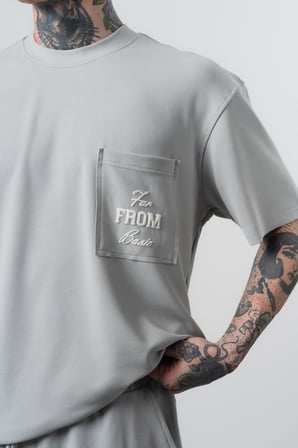 Erkek Far From Basic Baskılı Regular Fit T-Shirt Şort Takım Gri