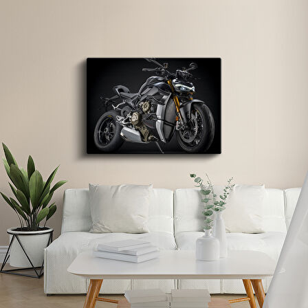 Modern Tasarım Gri Ducati Streetfighter V4 Kanvas Tablo