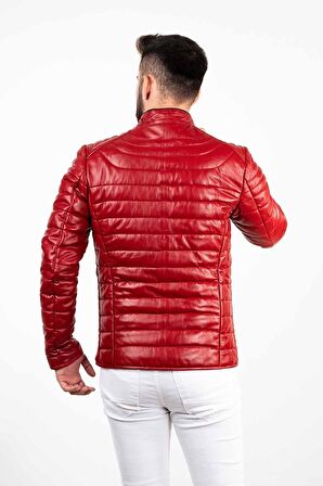 Siyah Şişme Erkek Deri Mont