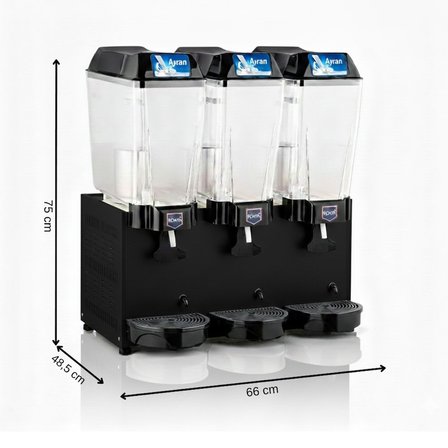 Remta 20+20+20 Litre Üçlü Karıştırıcılı Ayran Soğutucu Siyah- ST20