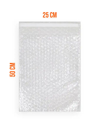 10 Adet 50x25 cm Üç Kat Kalın Balonlu Torba - 65 gr Şeffaf Hava Kabarcıklı Kargo Poşeti