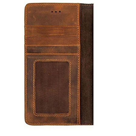 Gpack Apple iPhone 15 Pro Max Kılıf Hakiki Deri Cüzdan Gizli Mıktanıslı Kartivizitli