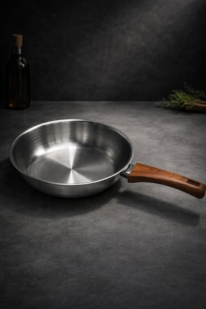 Gülsan 22 Cm Paslanmaz Çelik Maksi Kavurma Wok Tava – Derin Form, Dayanıklı Çelik Gövde, Yüksek Isı Performansı