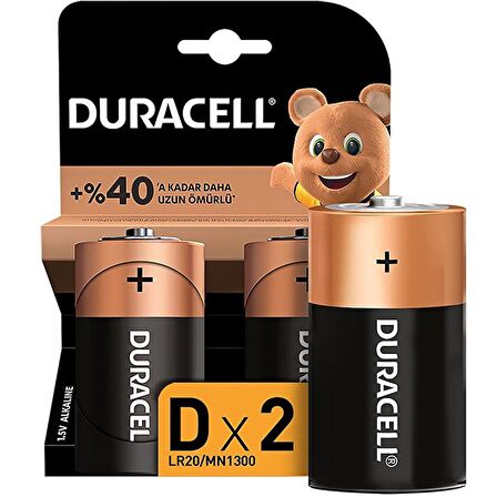 Duracell Alkalin D boy büyük Piller 2’li paket