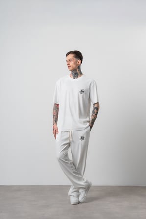 Erkek Not Today Yazılı T-Shirt Pantolon Takım Ekru