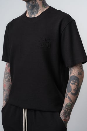 Erkek Pis Dikişli Regular Fit T-Shirt Şort Takım Siyah