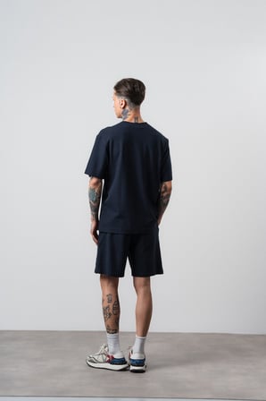 Erkek Pis Dikişli Regular Fit T-Shirt Şort Takım Lacivert