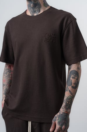 Erkek Pis Dikişli Regular Fit T-Shirt Şort Takım Kahve