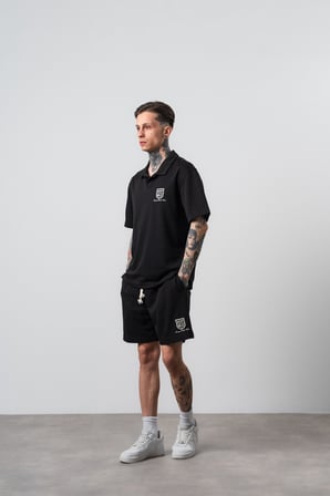 Erkek Rocket Club Yazılı Regular Fit T-Shirt Şort Takım Siyah