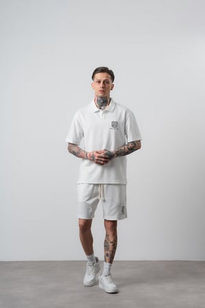 Erkek Rocket Club Yazılı Regular Fit T-Shirt Şort Takım Ekru