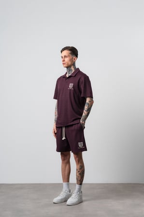 Erkek Rocket Club Yazılı Regular Fit T-Shirt Şort Takım Bordo