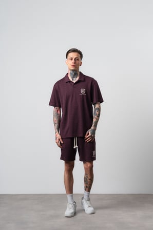 Erkek Rocket Club Yazılı Regular Fit T-Shirt Şort Takım Bordo