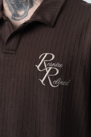 Erkek Respire Relined Yazılı Regular Fit T-Shirt Şort Takım Kahve