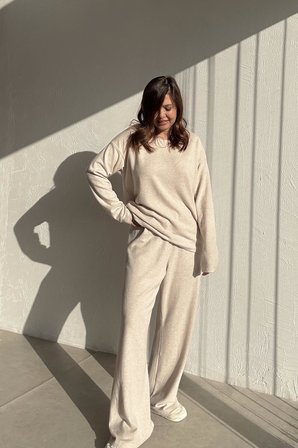 Basic Örme Taş Rengi Oversize Takım