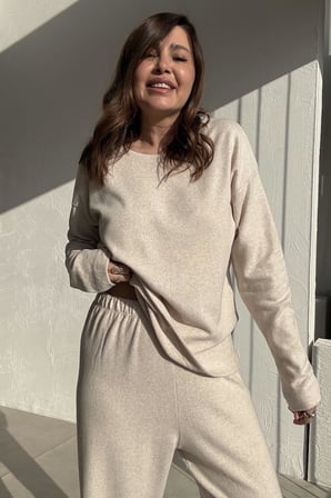Basic Örme Taş Rengi Oversize Takım