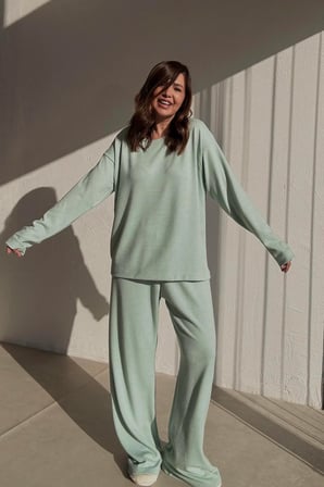 Basic Örme Mint Rengi Oversize Takım