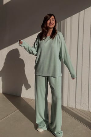 Basic Örme Mint Rengi Oversize Takım