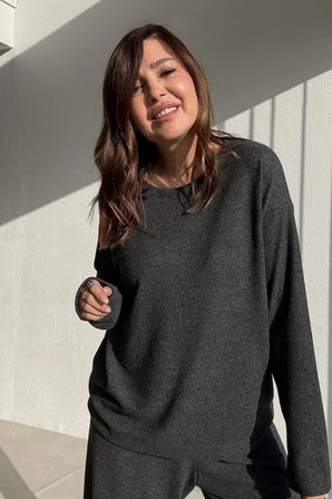 Basic Örme Füme Rengi Oversize Takım