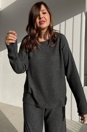 Basic Örme Füme Rengi Oversize Takım