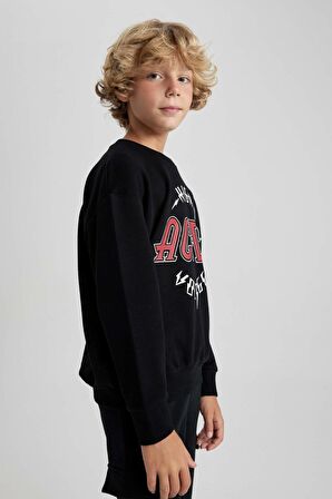 DeFacto Erkek Çocuk AC/DC Bisiklet Yaka Sweatshirt B1289A823AUBK81