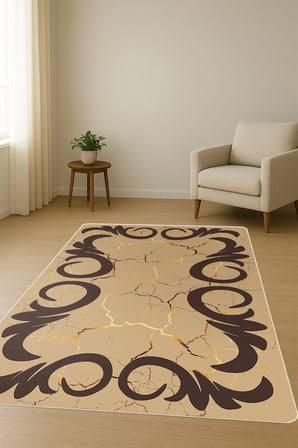 Modern Desenli Dijital Baskı Kaymaz Taban Halı H0181