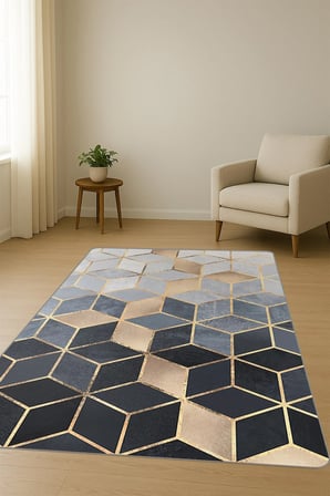 Modern Desenli Dijital Baskı Kaymaz Taban Halı H0195