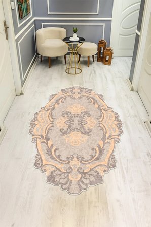 Modern Desenli Lazer Kesim Dijital Baskı Kaymaz Taban Halı H0456