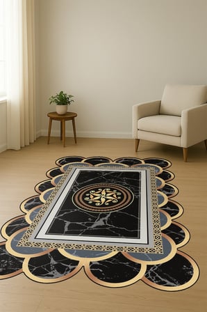 Modern Desenli Lazer Kesim Dijital Baskı Kaymaz Taban Halı H0368