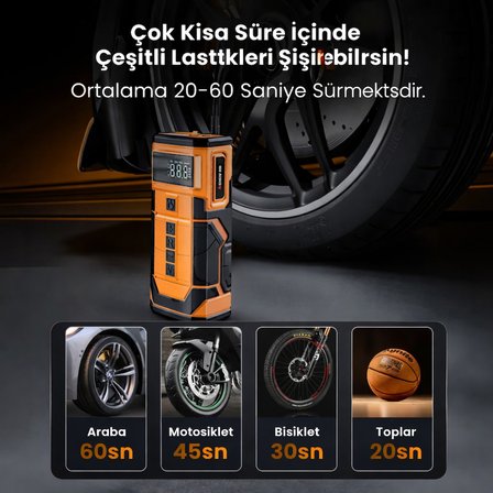 Harvox Hxac-003 10.000 Mah Akü Takviyeli Hava Kompresörü Şarjlı Digital Göstergeli Araç Lastik Şişirme 150 PSI
