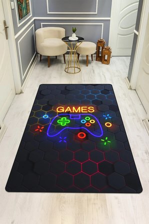 Modern Dijital Baskı Kaymaz Taban Çocuk ve Genç Odası Halısı H0512