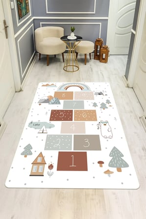 Modern Dijital Baskı Kaymaz Taban Çocuk ve Genç Odası Halısı H0686
